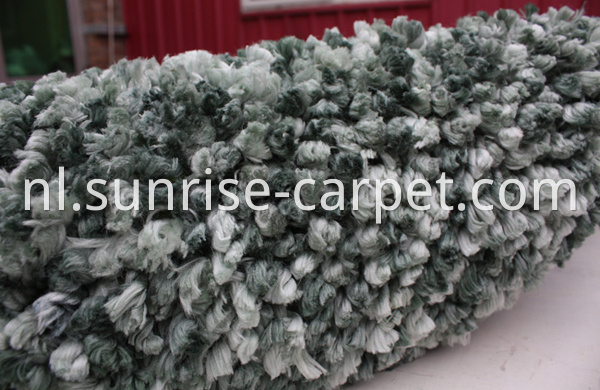 100% Polyester Shaggy rug green color